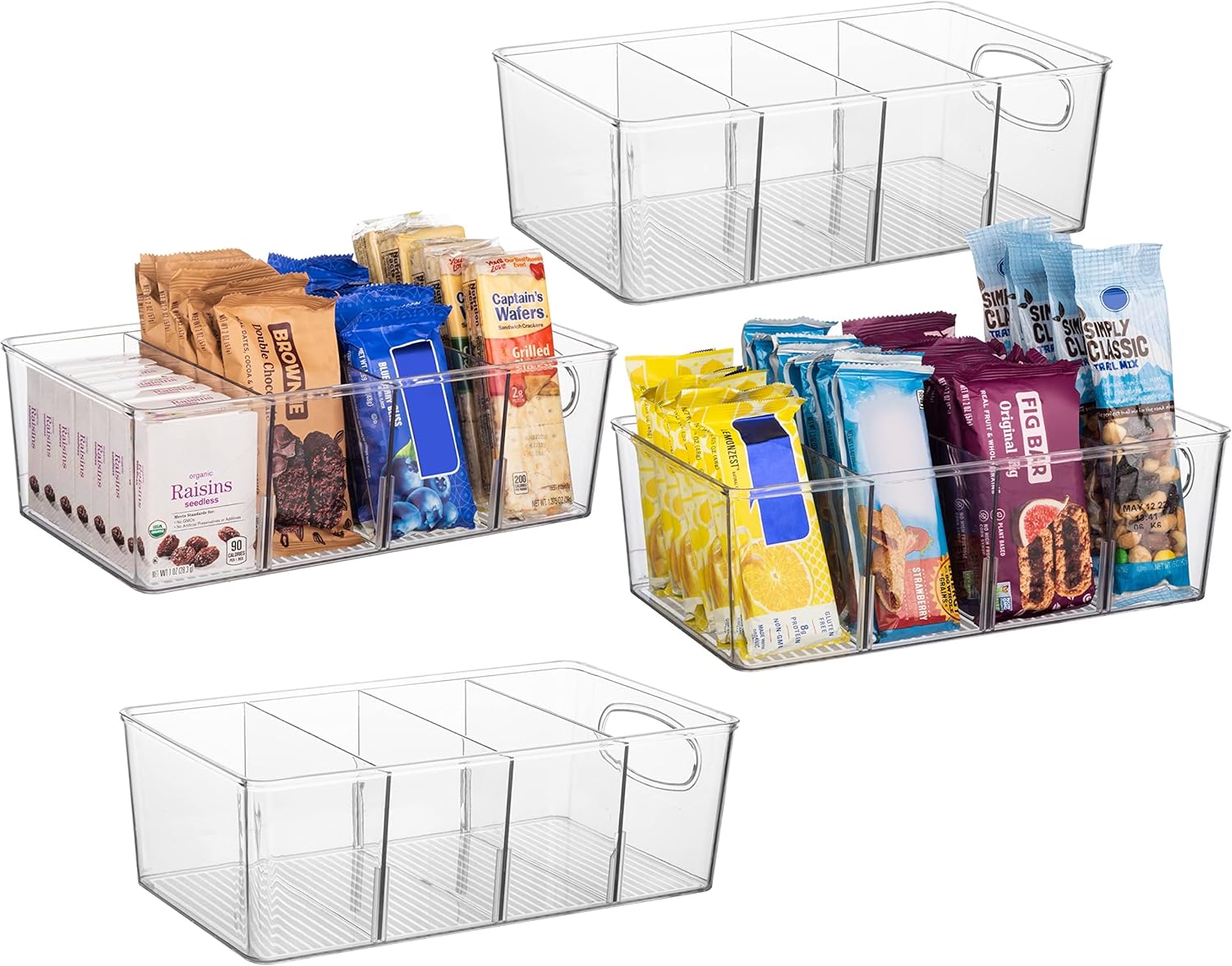 4-Pack Divided Storage Bins