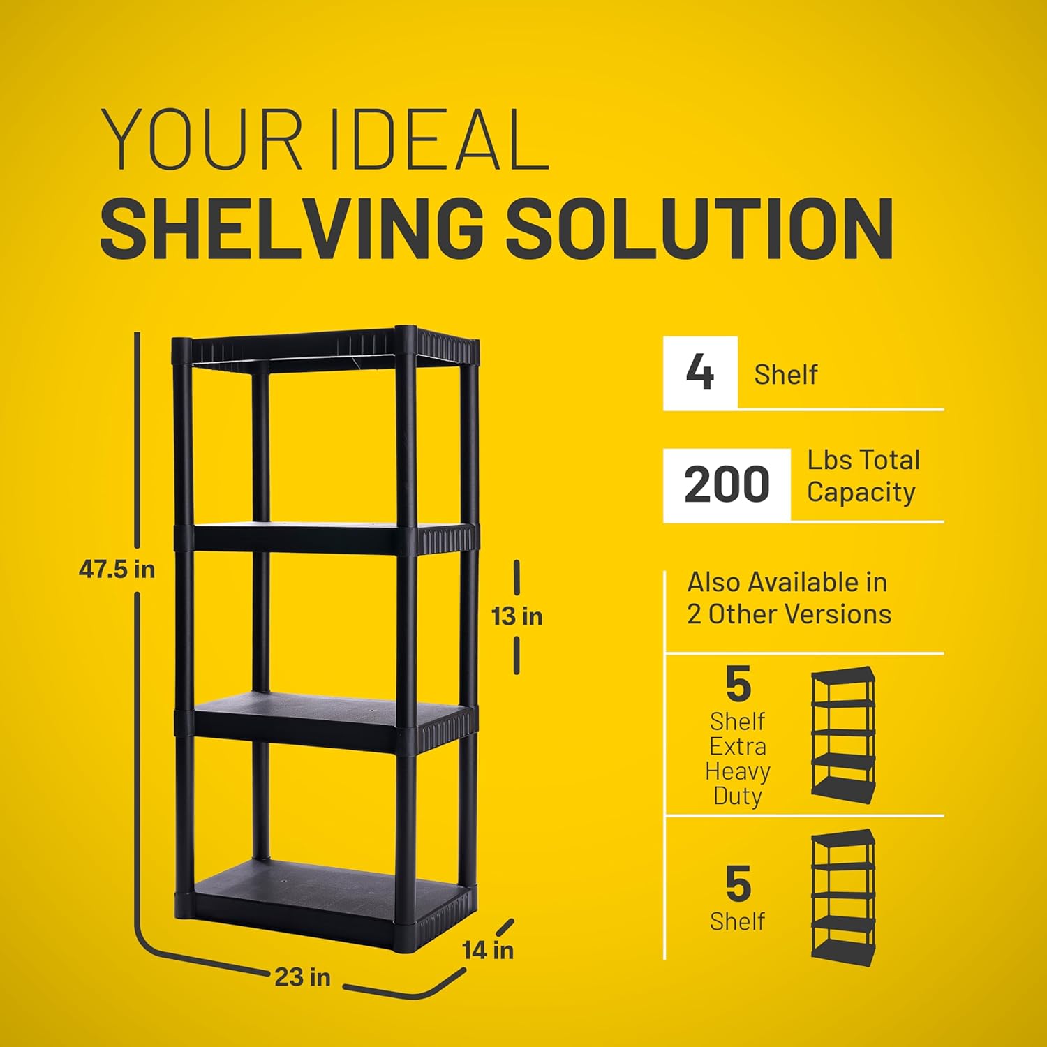 4-Shelf Plastic Storage Unit