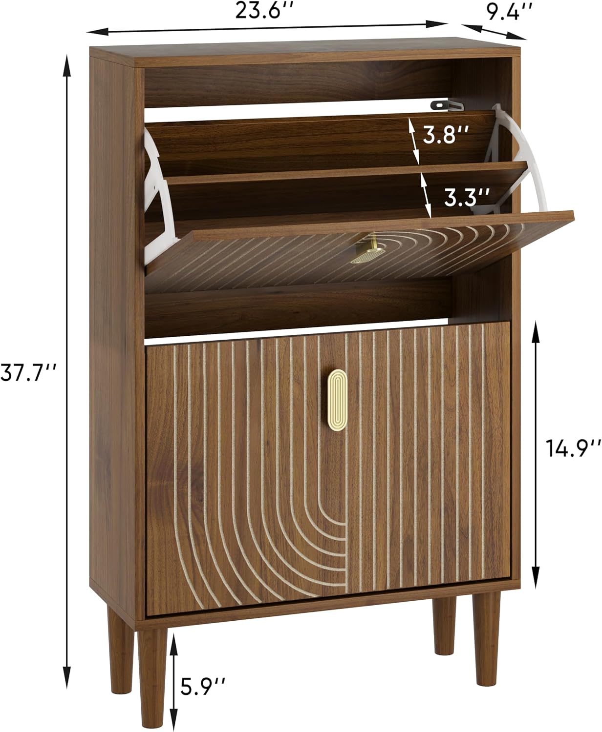Walnut 2-Drawer Shoe Cabinet