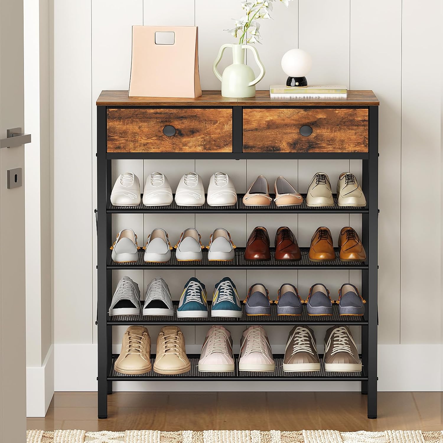 5-Tier Shoe Rack with Drawer