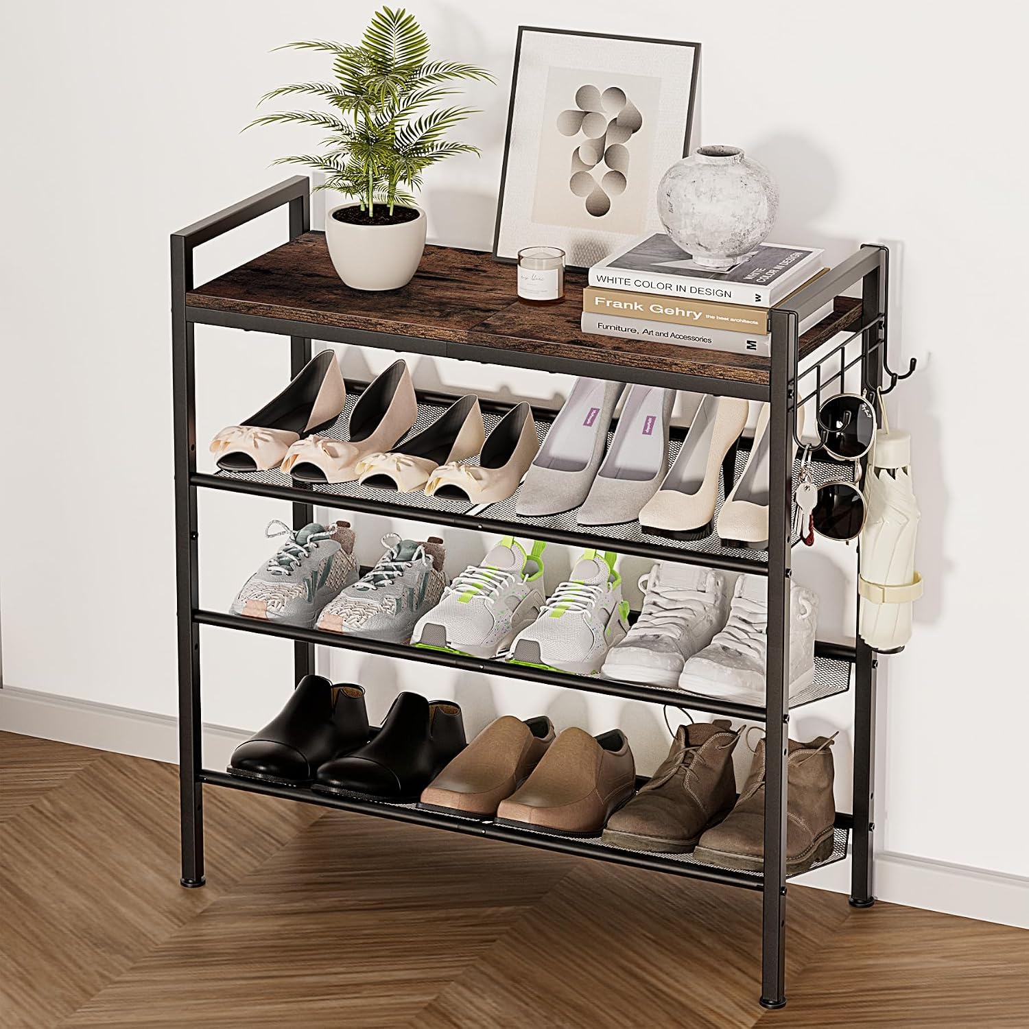 4-Tier Mesh Shoe Rack