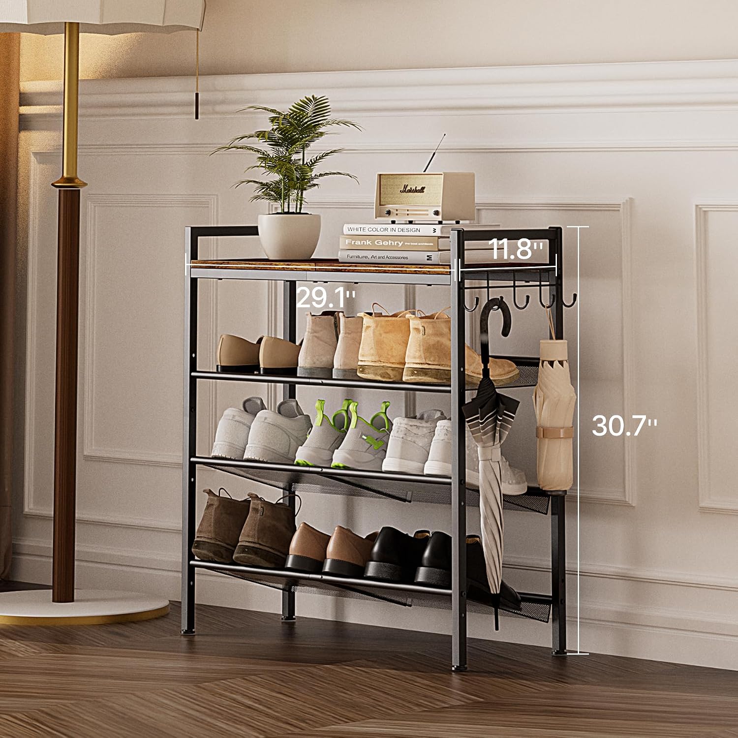 4-Tier Mesh Shoe Rack
