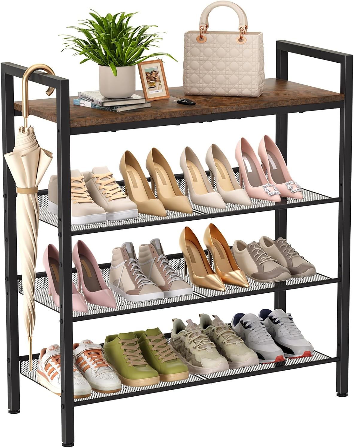 4-Tier Shoe Rack with Tabletop