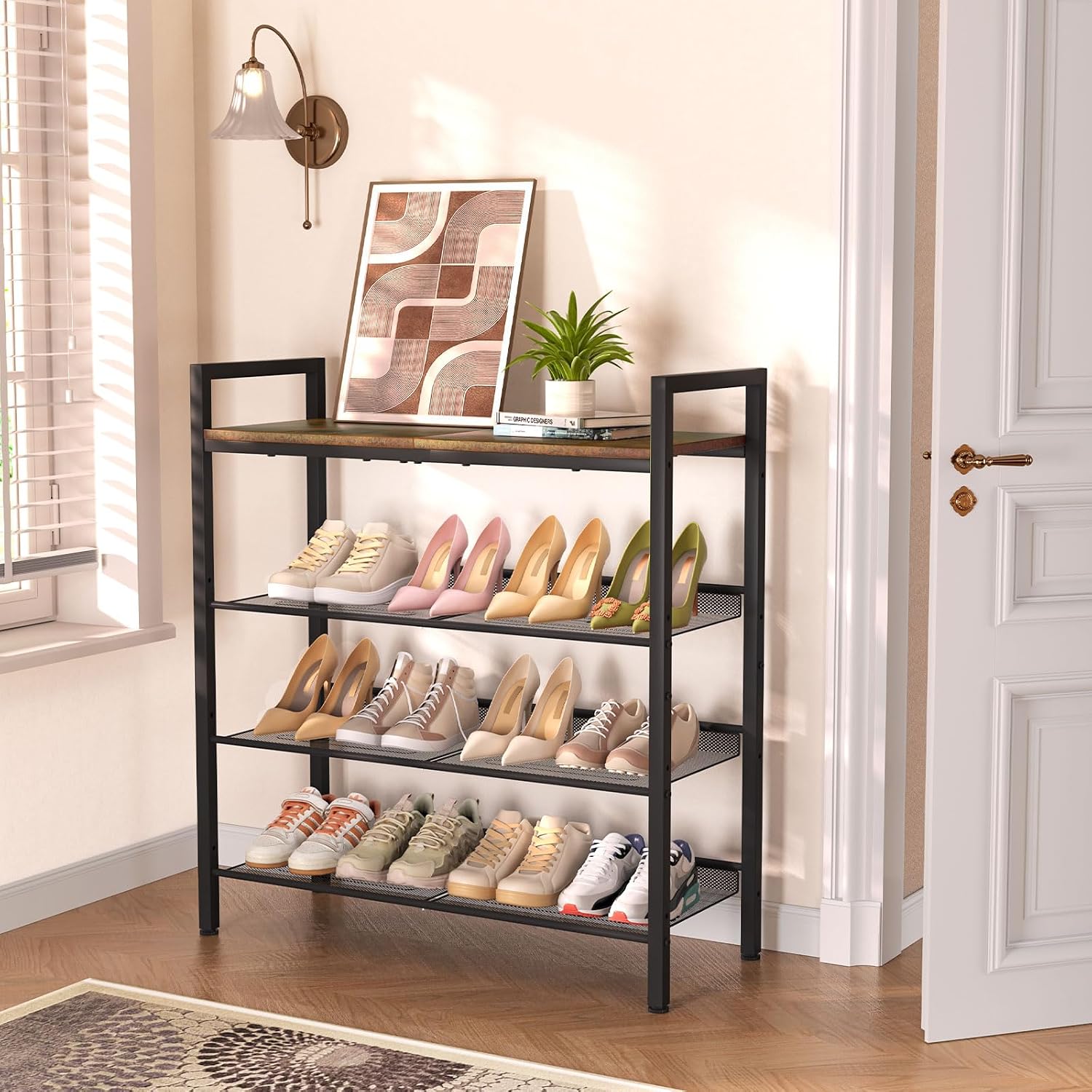 4-Tier Shoe Rack with Tabletop