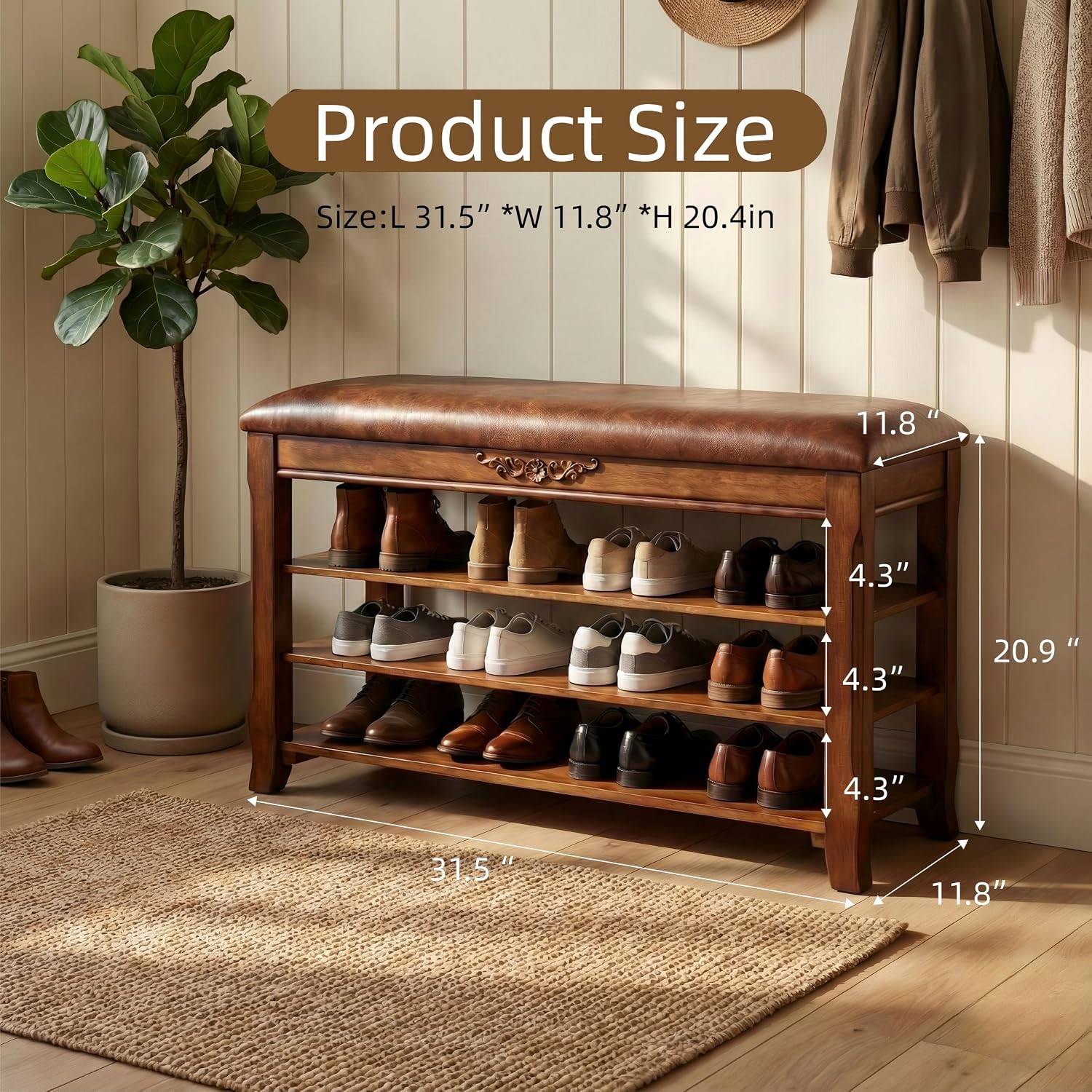 Cushioned Shoe Storage Bench