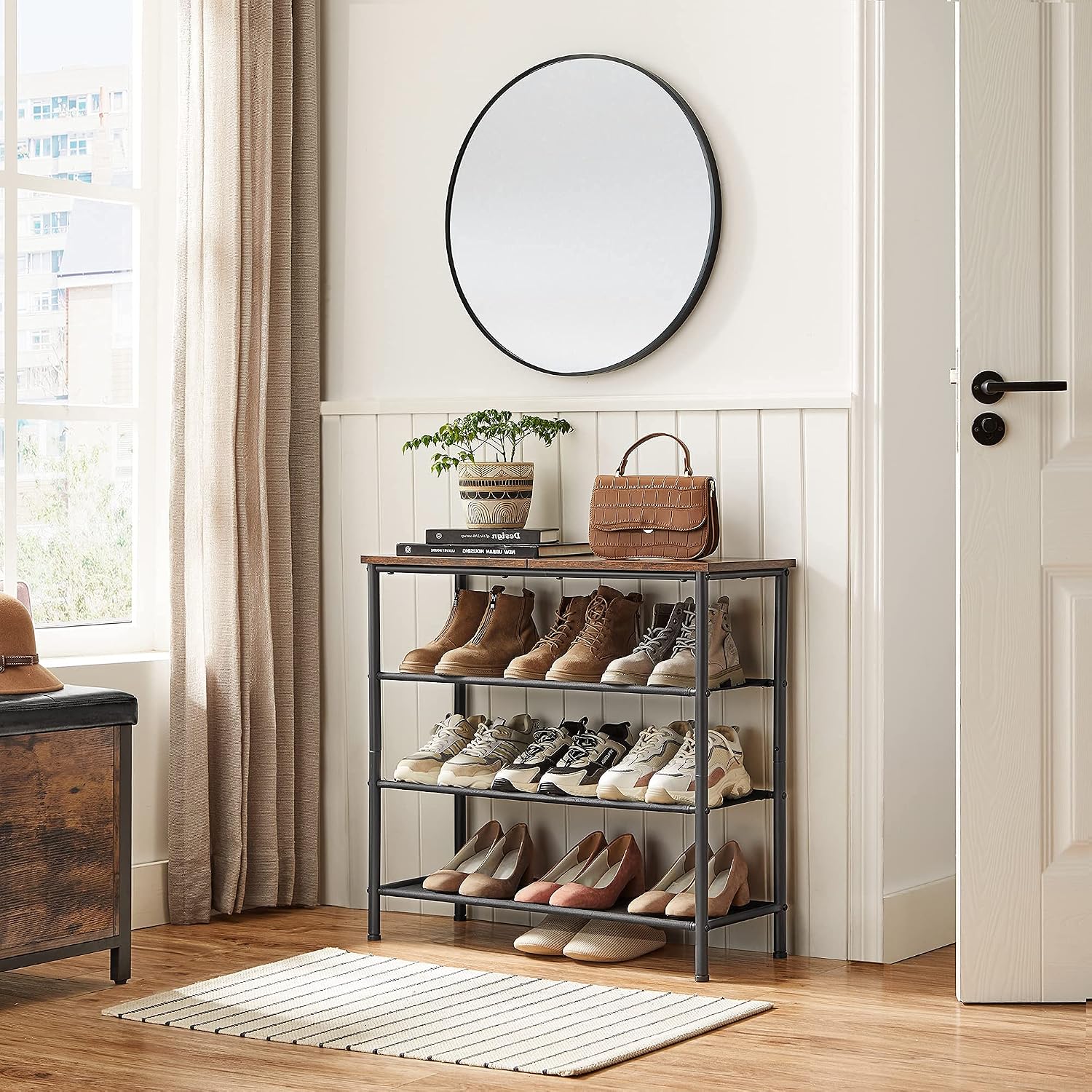 Steel Frame 4-Tier Shoe Rack