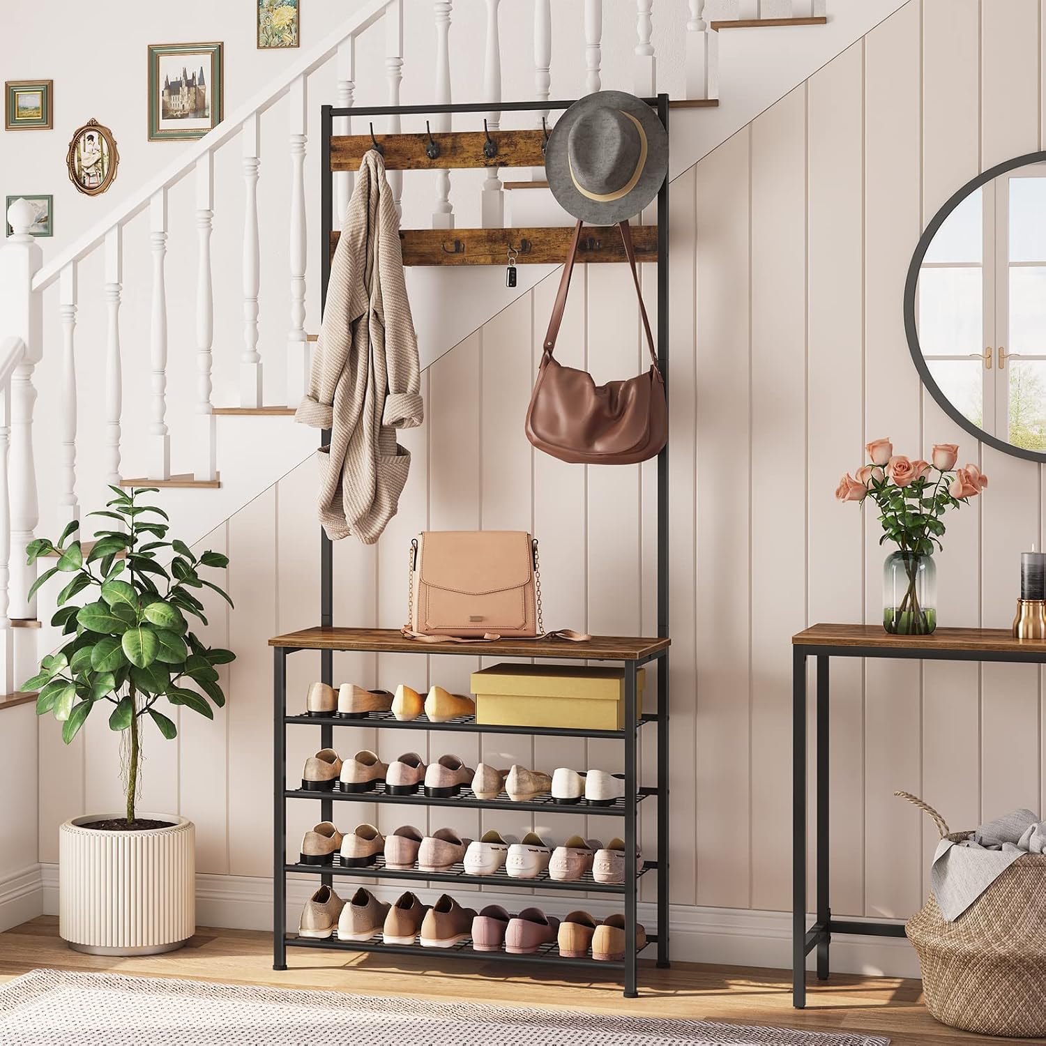 Hall Tree with 5-Tier Storage