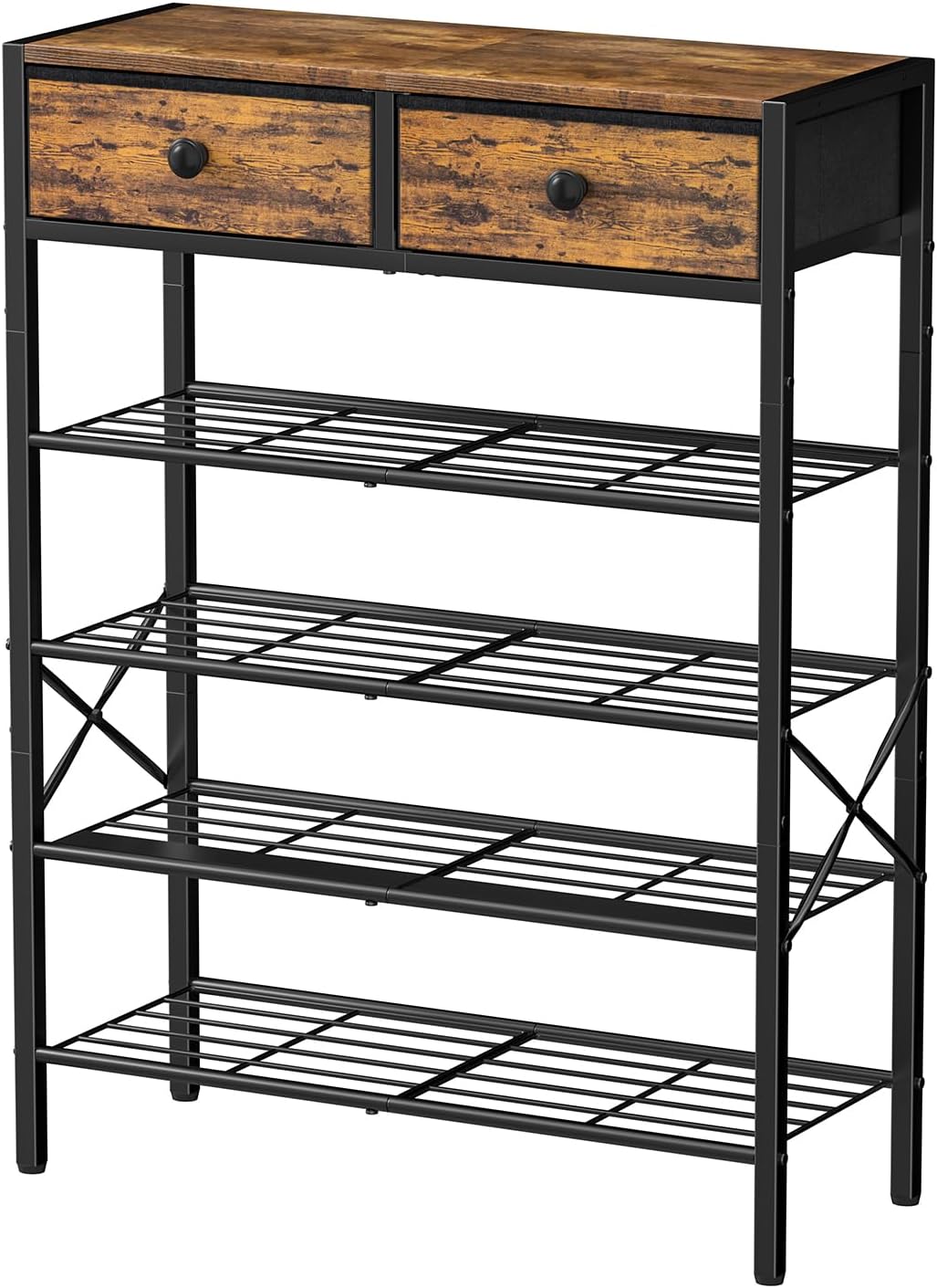 Rustic Brown 5-Tier Shoe Rack