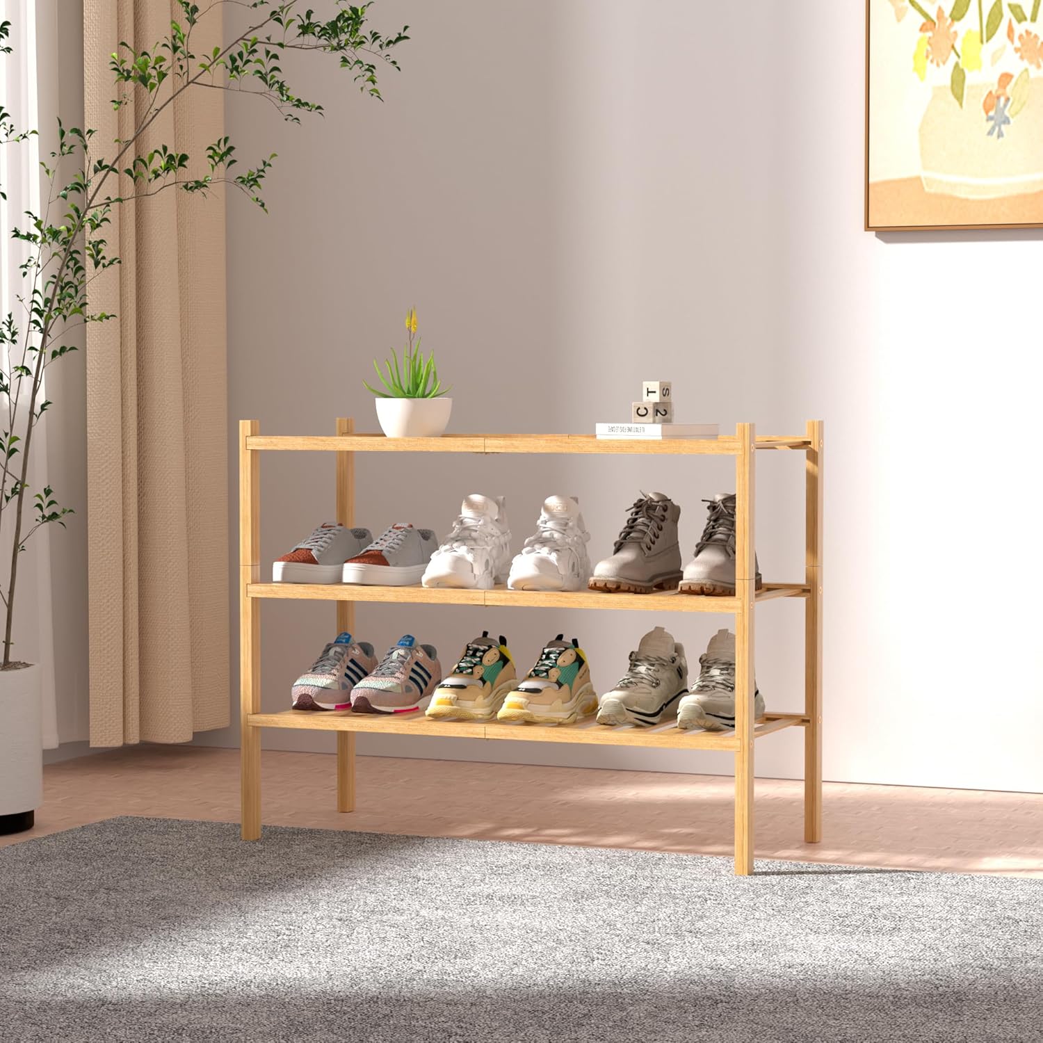 Natural Bamboo Shoe Rack