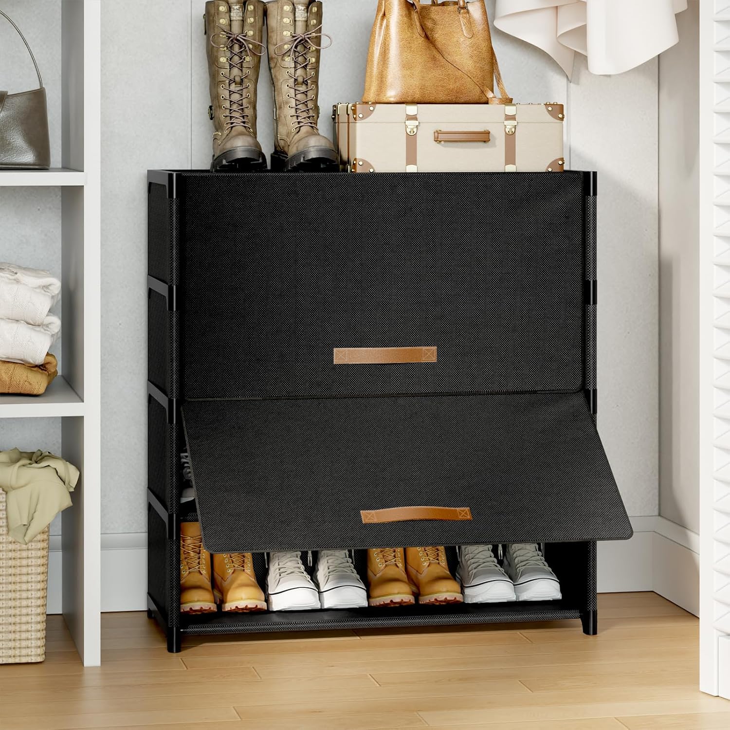 Black 5-Tier Shoe Cabinet