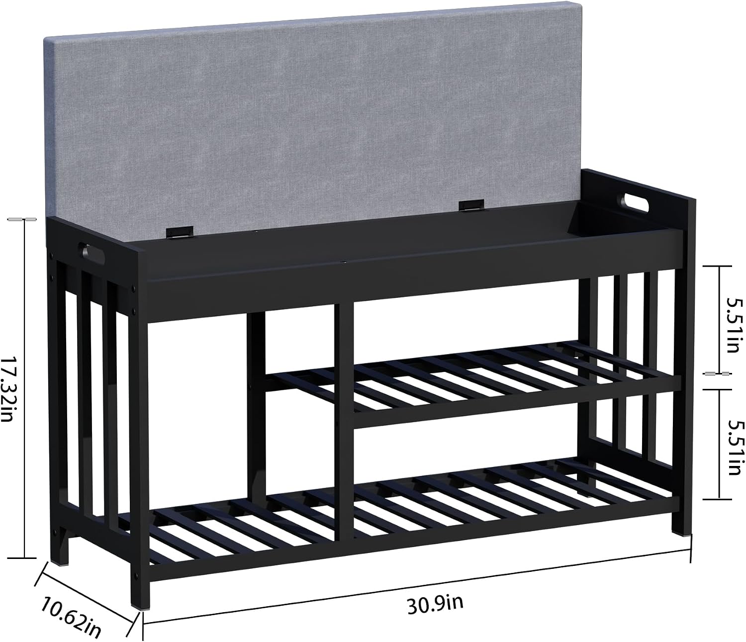 Bamboo Shoe Bench with Padded Seat
